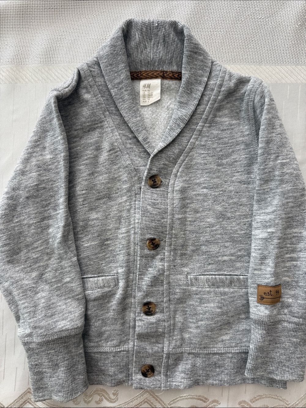 H&M Gray Shawl Collar Button Cardigan Jacket